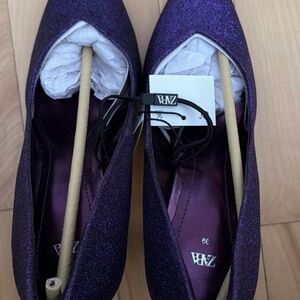 ZARA Purple Glitter Pointed Heels